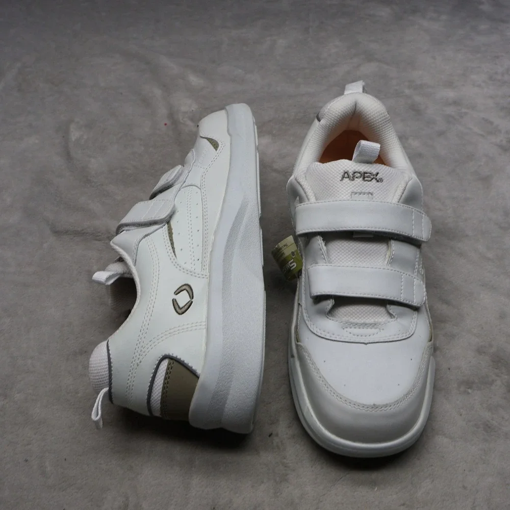 Apex Mens 10 Wide Walking Shoes‎ White Double Strap Ambulator Casual Comfort NEW